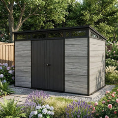 Keter 11×7 Artisan Heavy Duty Plastic Pent Shed Grey