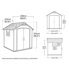 Keter 7.5’x11’ Premier Heavy Duty Plastic Shed Grey