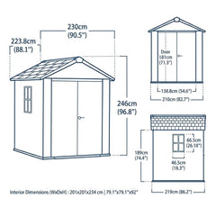 Keter 7’x7.5’ Newton Plus Side Entry Plastic Shed Dark Grey