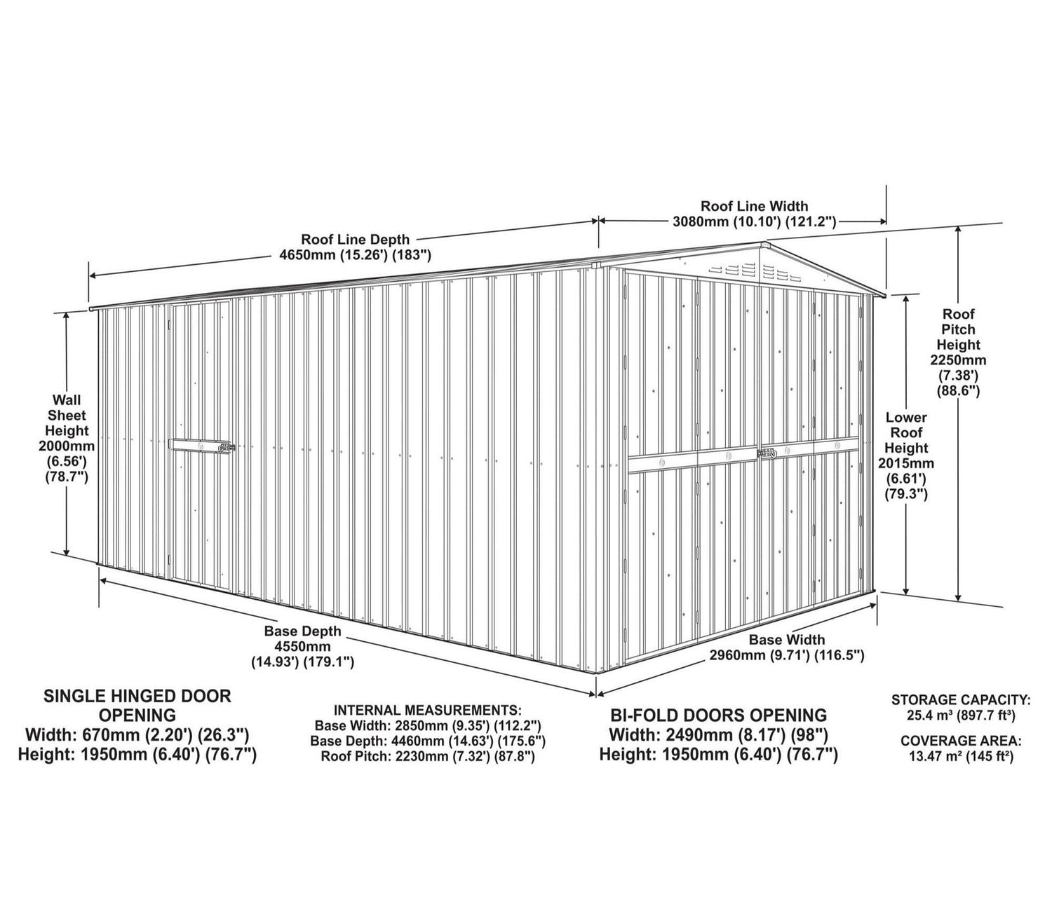 Globel 10 x 15 ft Dual Door Metal Workshop Garage